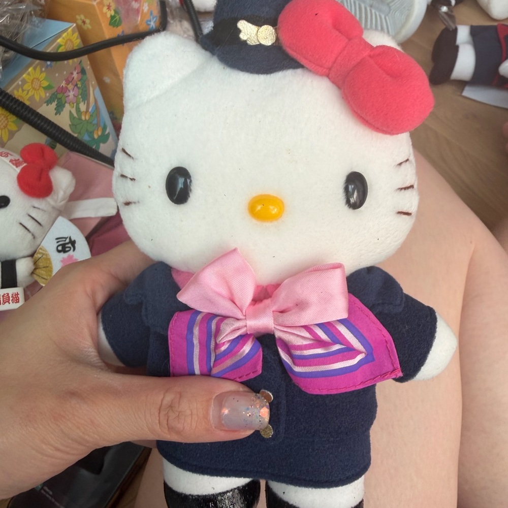 Hello Kitty Navy Plush with Pink Bow